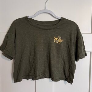 Boys Lie Olive Green Cropped T-Shirt